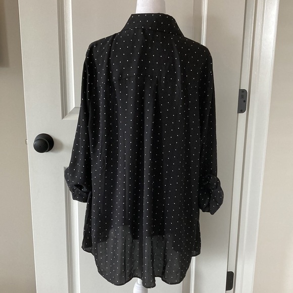 Lane Bryant 14 16 blouse polka dots black white long sleeves - Picture 8 of 13